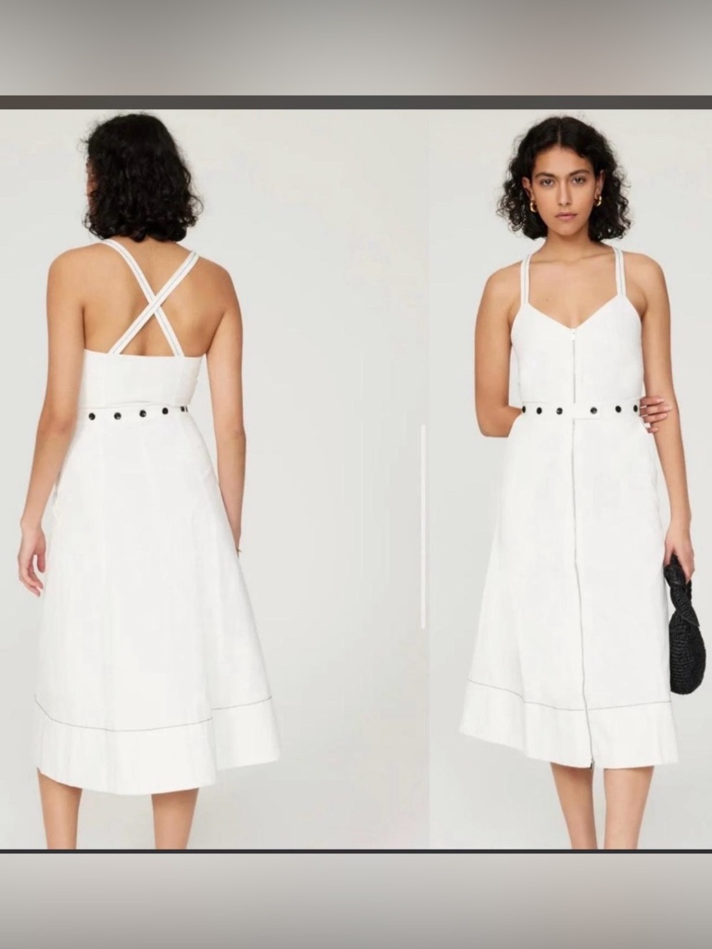 Proenza Schouler White Midi Dress with Crossback Straps